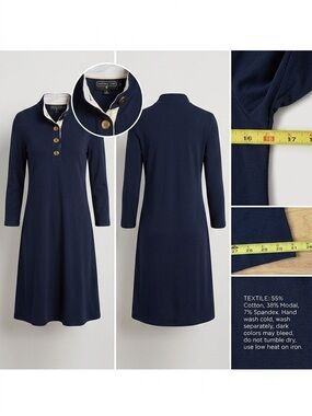 Duffield Lane Navy Dress with Gold Buttons